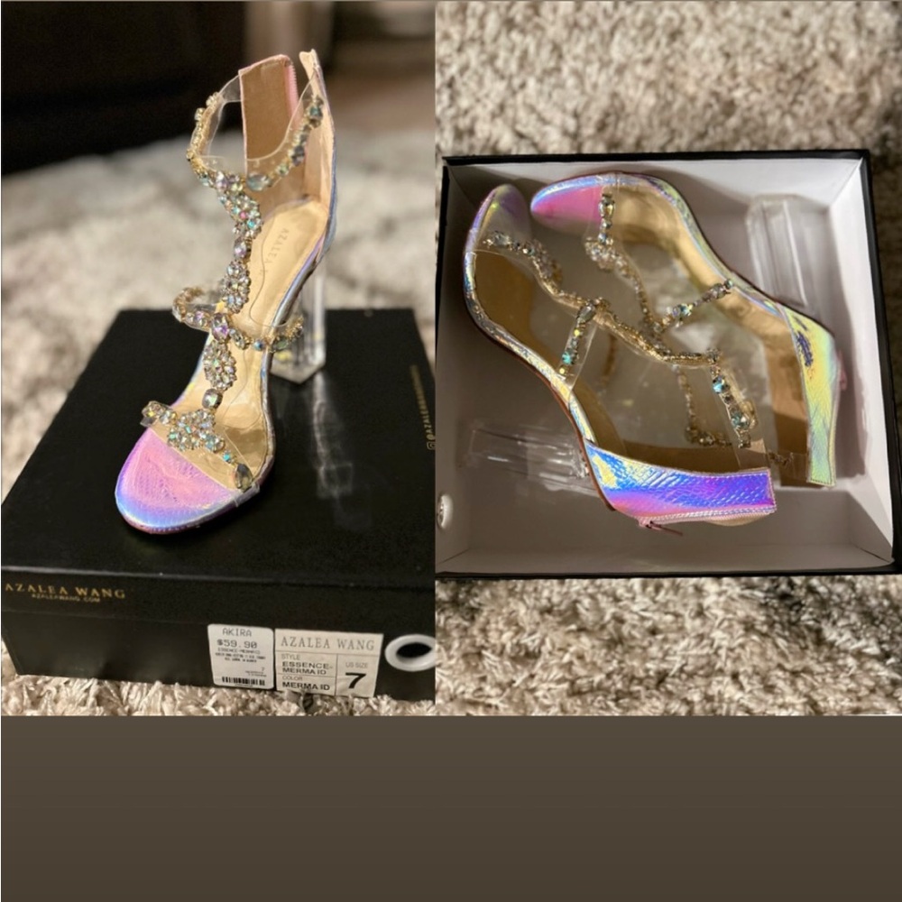 Azalea Wang Iridescent Heels with Rhinestones